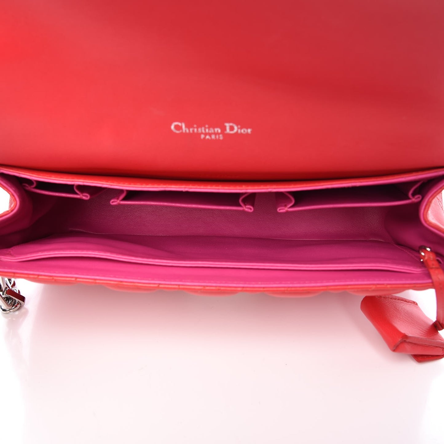 CHRISTIAN DIOR Lambskin Cannage Medium Miss Dior Flap Fuchsia