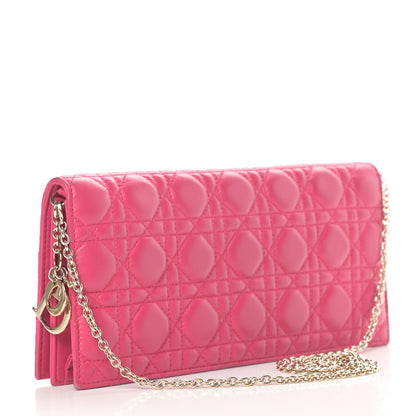 Christian Dior Lambskin Cannage Lady Dior Convertible Clutch Fuchsia 3 of 14