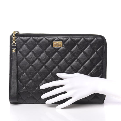 Chanel Aged Calfskin Quilted 2.55 Reissue Pouch With Handle Black 2 of 8
