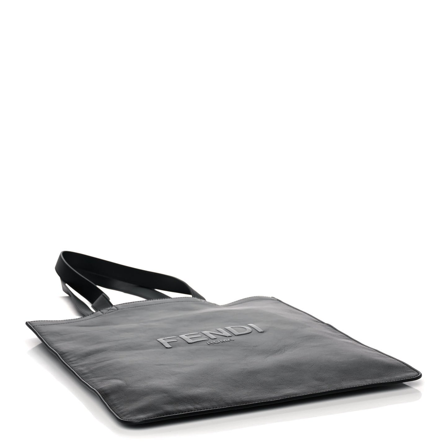Vitello Grace Light Logo Fendi Pack Flat Shopping Tote Black