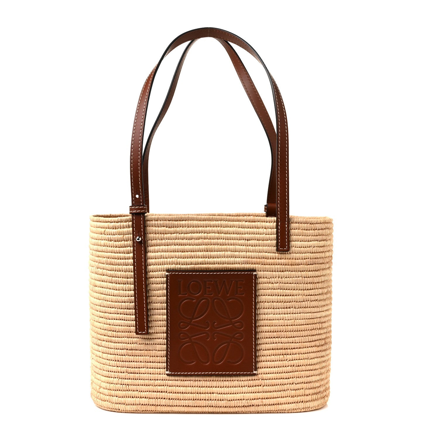 Loewe Raffia Small Square Basket Tote Bag Natural Tan 1 of 8