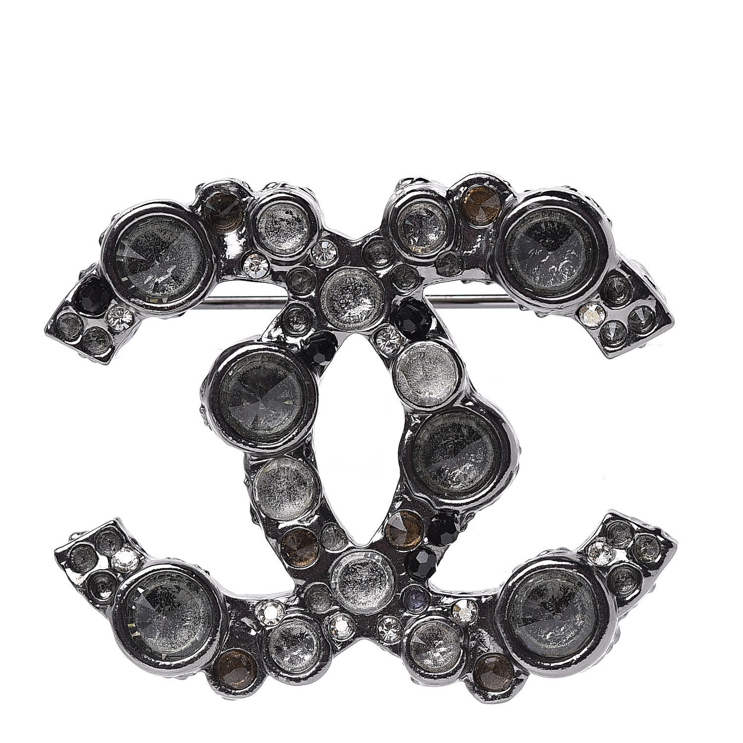 Chanel Ruthenium Crystal CC Brooch 1 of 5