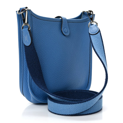 Hermes Taurillon Clemence Amazone Evelyne TPM Bleu Paradis Bleu Saphir 3 of 8