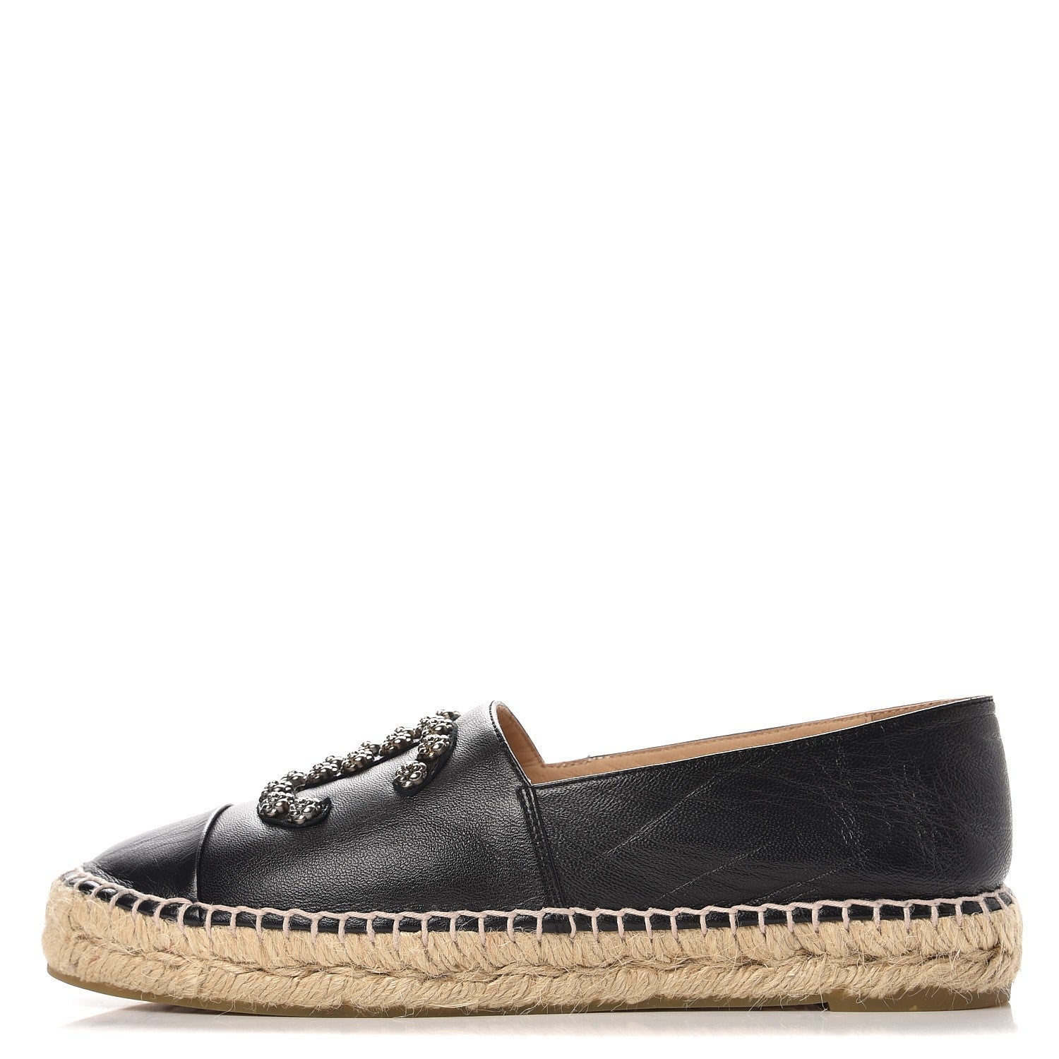 Chanel Lambskin Camellia CC Stud Espadrilles 39 Black 1 of 10