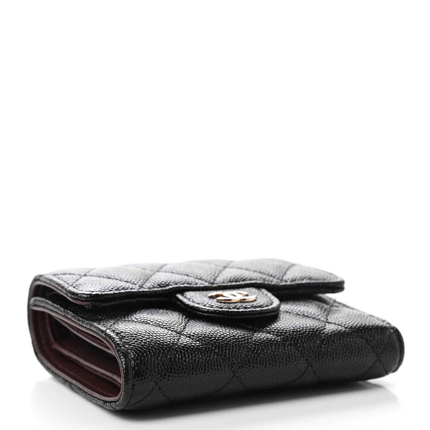 Caviar Quilted Flap Card Holder Black