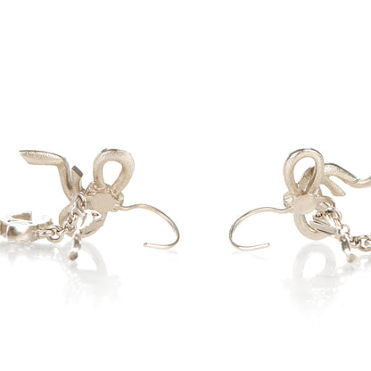Chanel Crystal CC Bow Earrings Silver 3 of 4