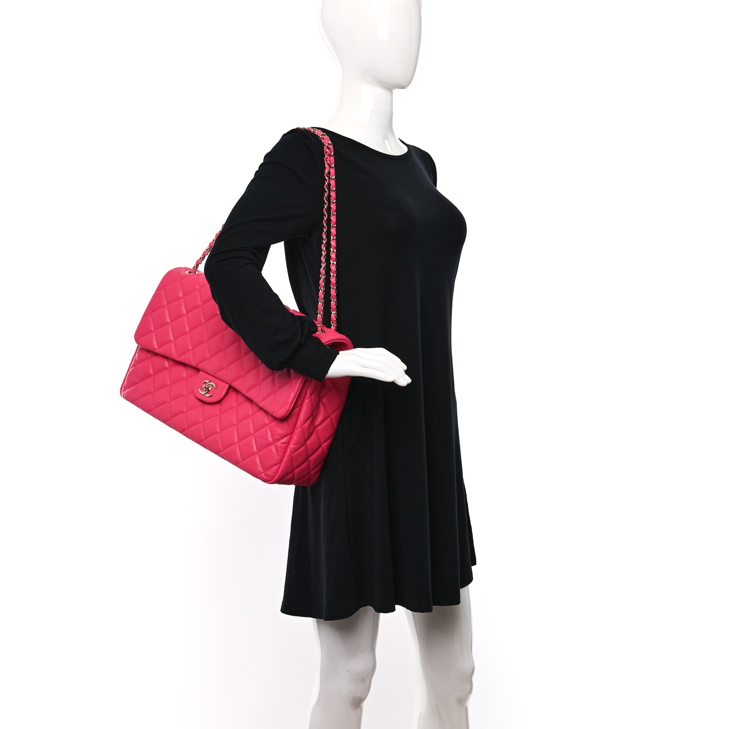 Caviar Quilted XXL Travel Flap Bag Dark Pink