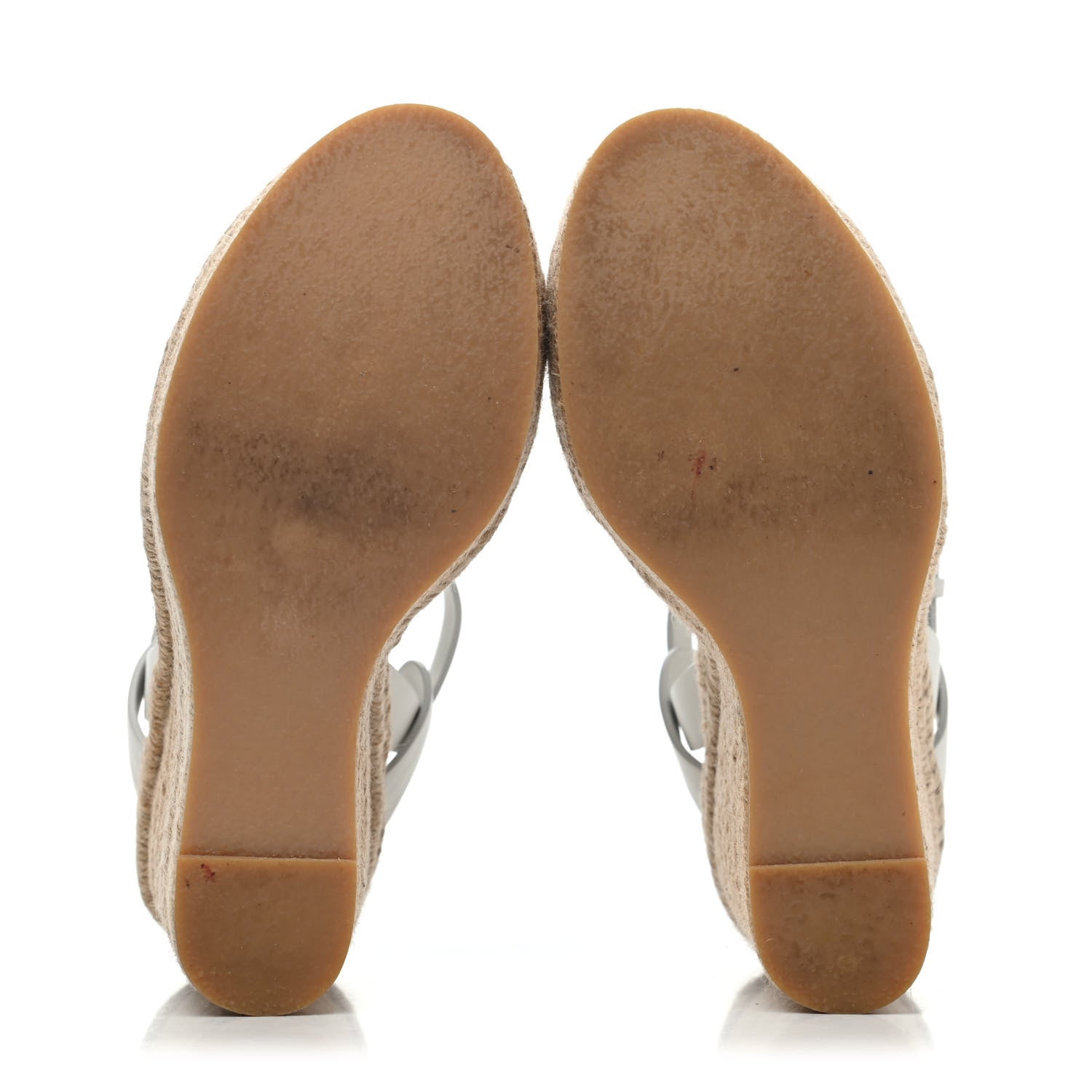 Saint Laurent Calfskin Tribute 95 Platform Espadrille Wedge Sandals 37 Porcellana 4 of 4