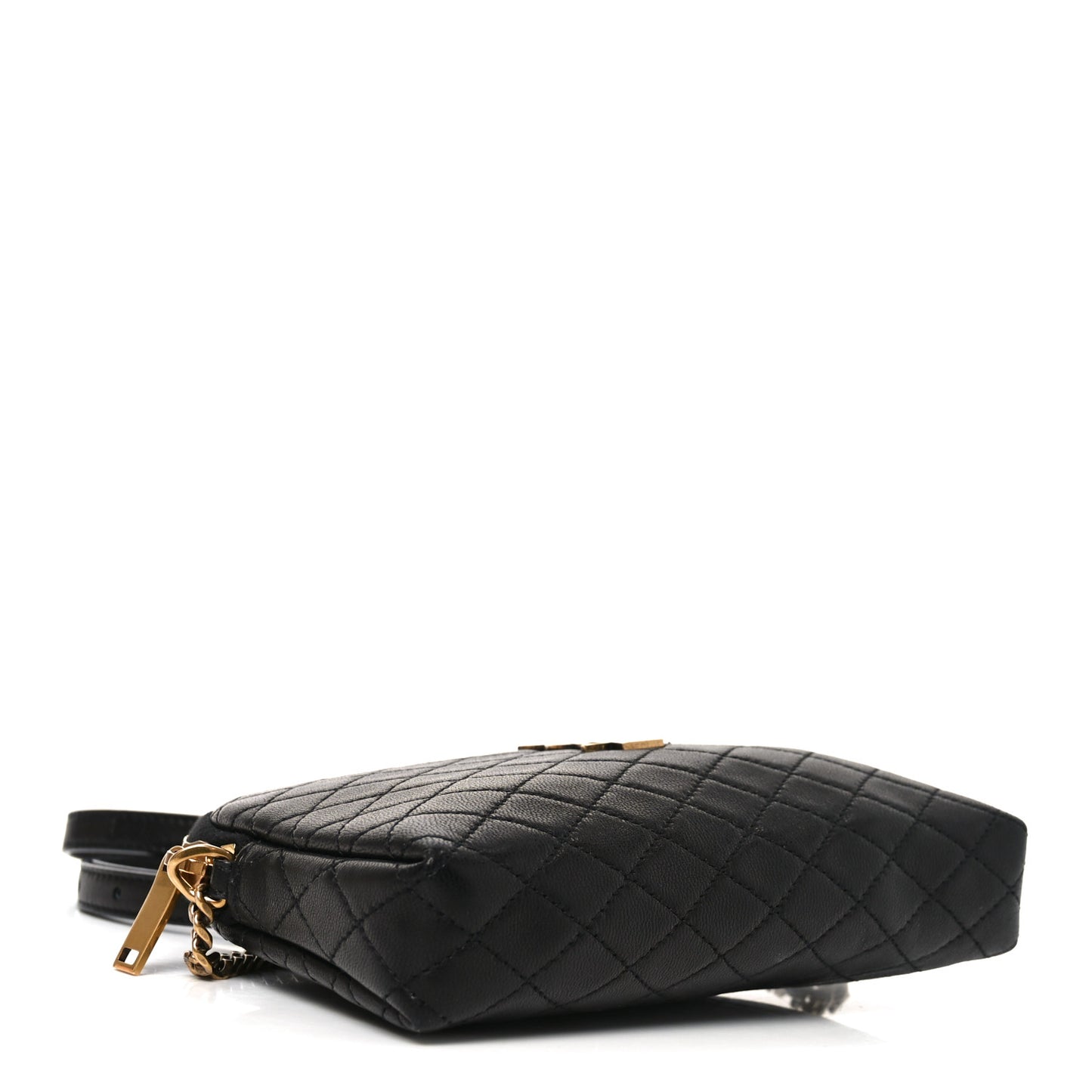 Lambskin Quilted Gaby Zipped Pouch Black