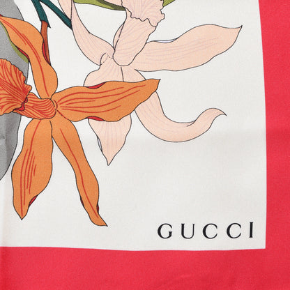 Gucci Silk Twill Flora Gothic Square Scarf Ivory Pink 2 of 4