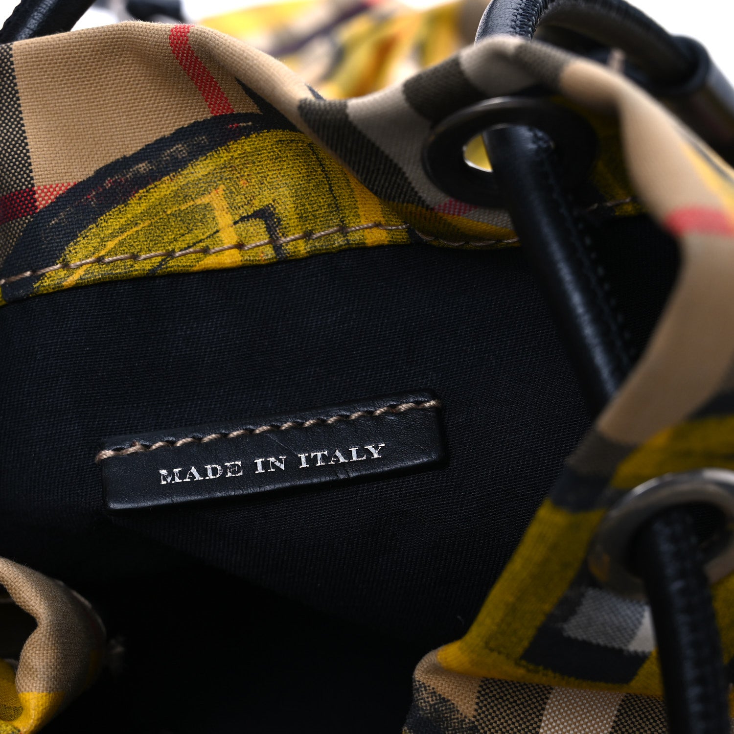 Burberry Calfskin Vintage Check Graffiti Print Small Rucksack Backpack Yellow 7 of 13
