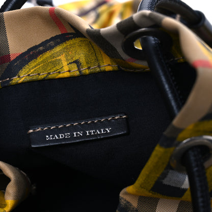 Burberry Calfskin Vintage Check Graffiti Print Small Rucksack Backpack Yellow 7 of 13