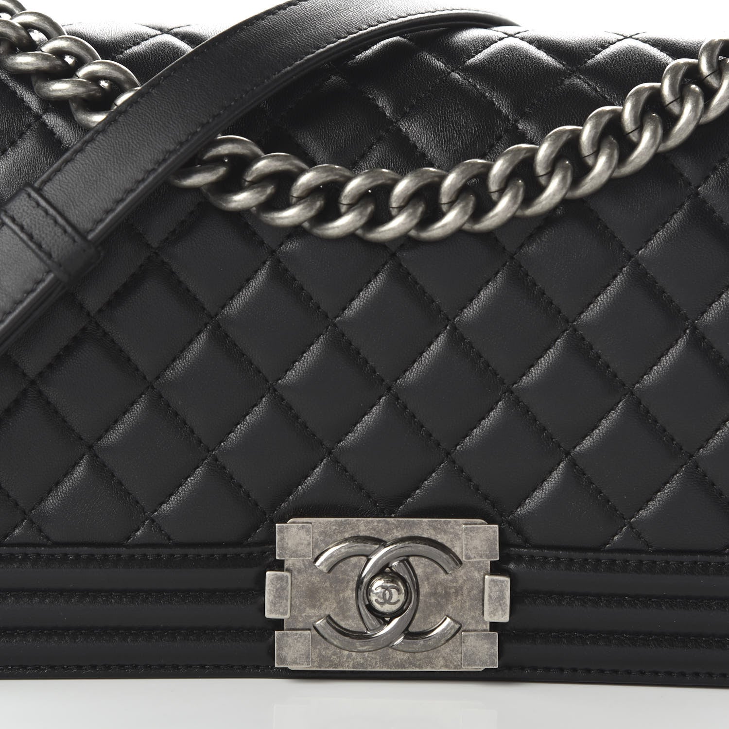 Chanel Lambskin Quilted Medium Boy Flap Black 9 of 10