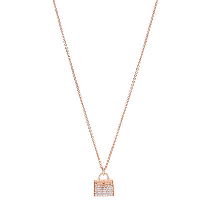 Hermes 18K Rose Gold Diamond Kelly Amulettes Pendant Necklace 1 of 5