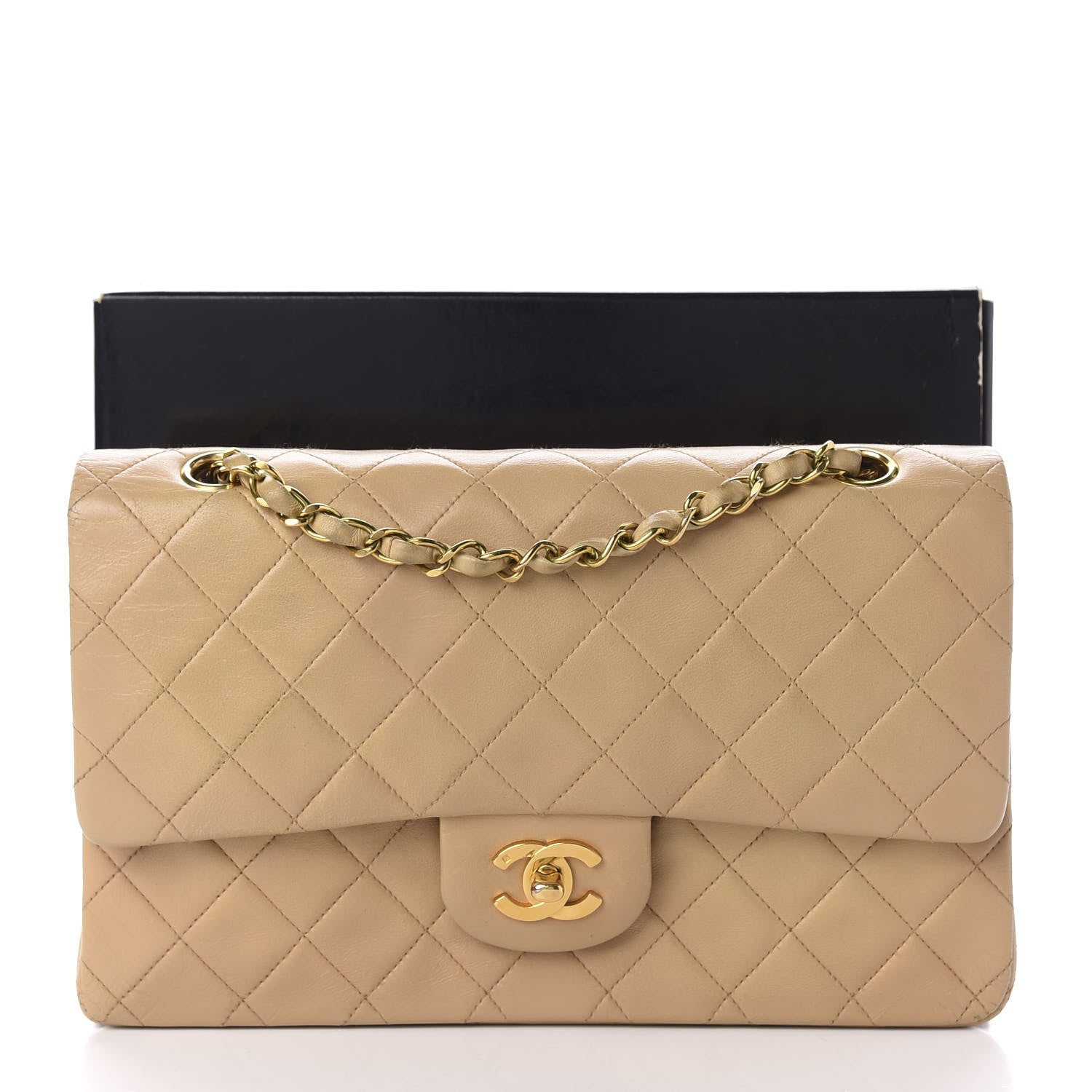Chanel Lambskin Quilted Medium Double Flap Beige 15 of 15