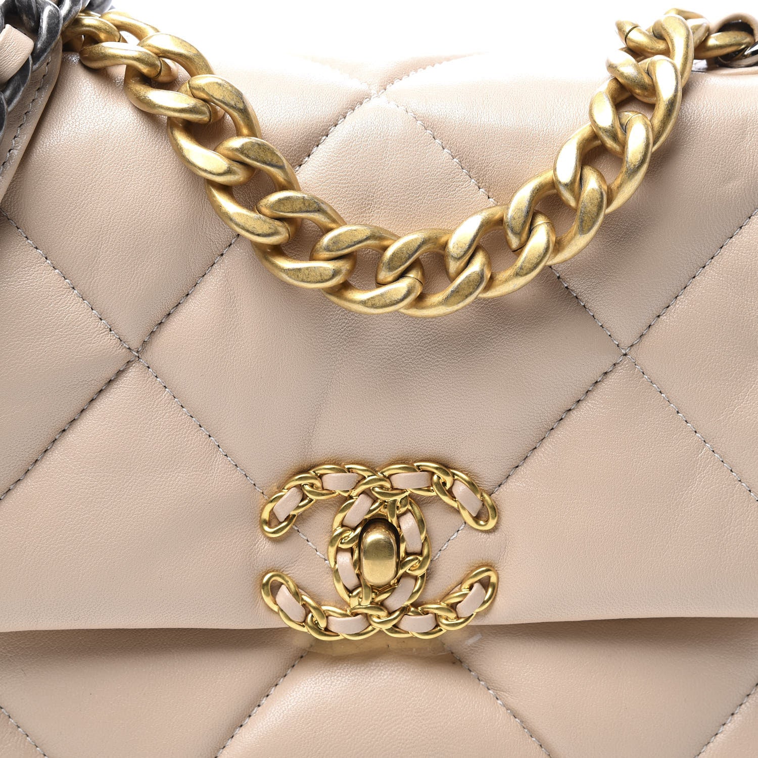 Chanel Goatskin Quilted Medium 19 Flap Beige 9 of 11