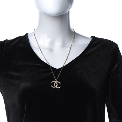 Chanel Crystal CC Pendant Necklace Gold 2 of 5