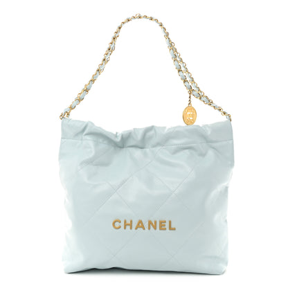 Chanel Shiny Calfskin Quilted Small Chanel 22 Light Blue 1 of 11