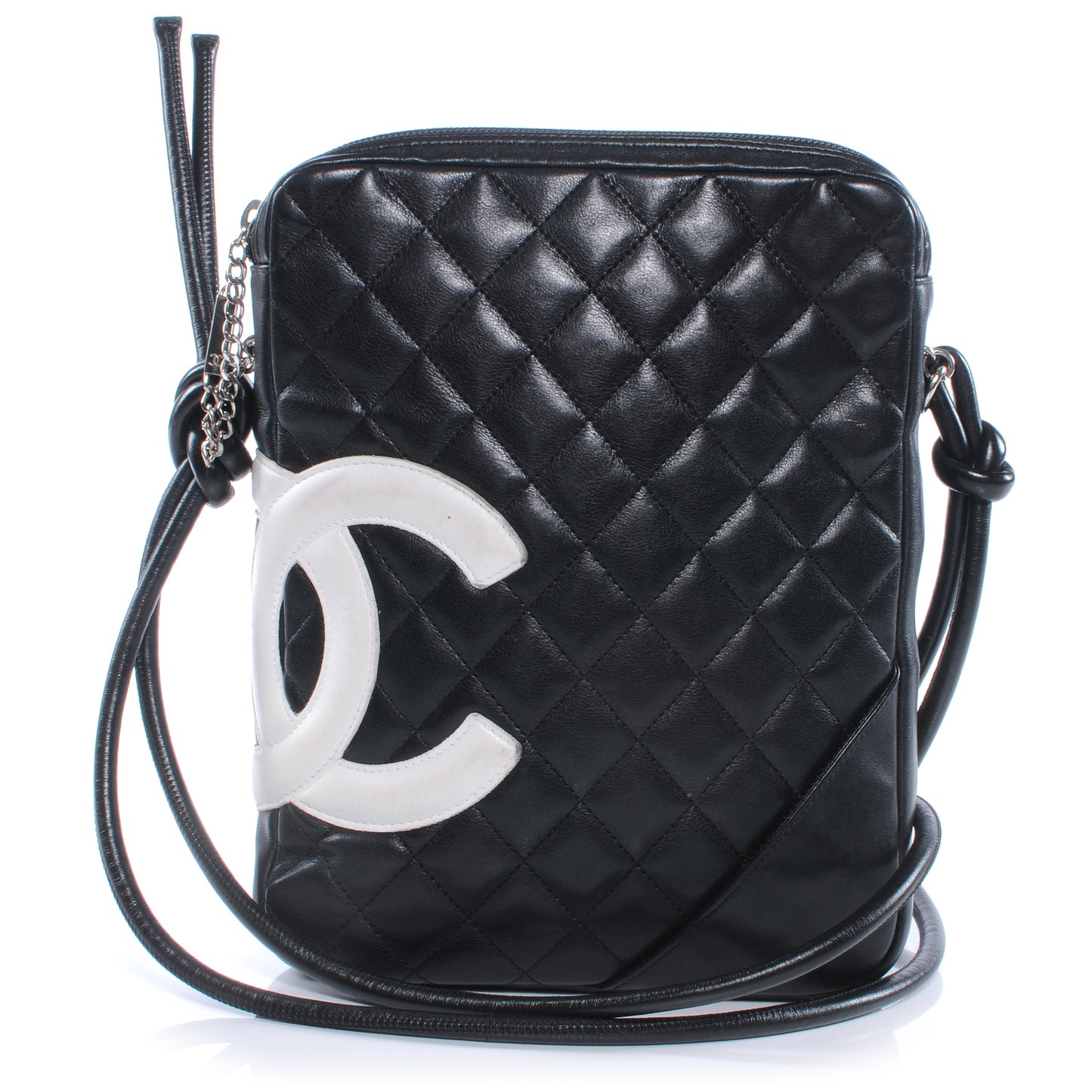 Calfskin Cambon Medium Messenger Black White