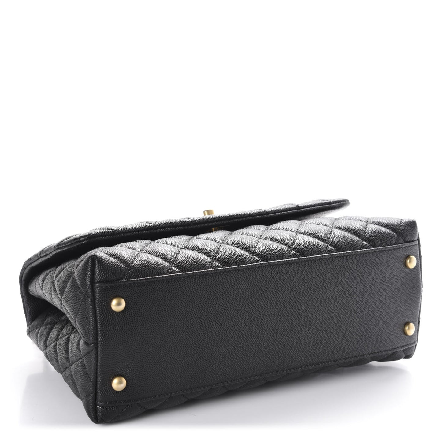 Caviar Elaphe Quilted Small Coco Handle Flap Black