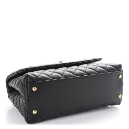 Chanel Caviar Elaphe Quilted Small Coco Handle Flap Black 4 of 11
