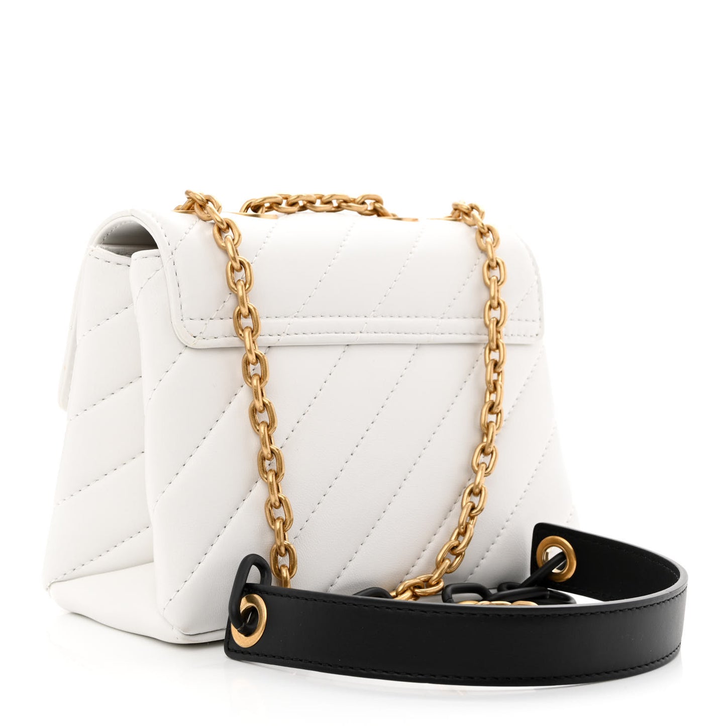 Calfskin Diagonal Quilted Jackhammer 19 Shoulder Bag White