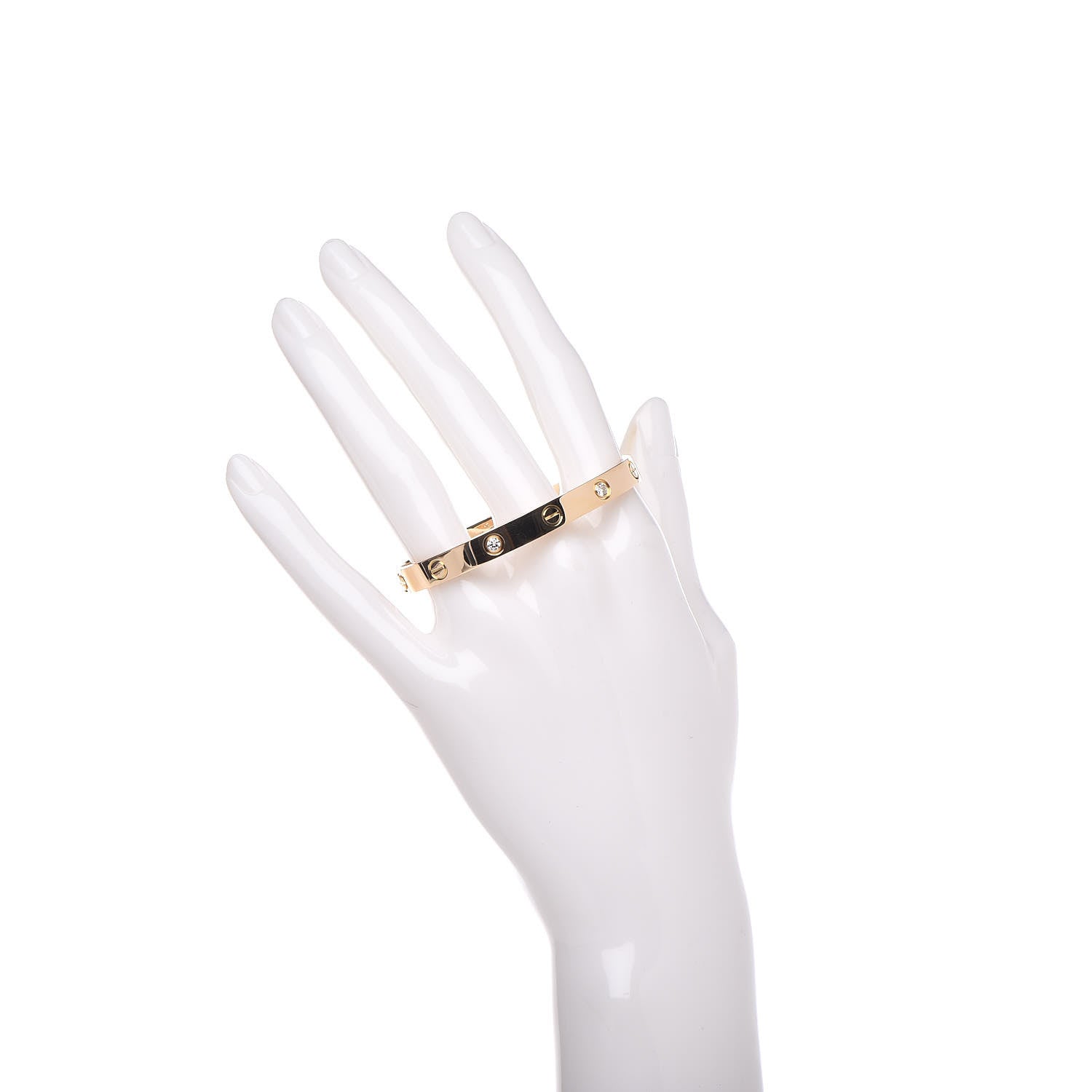 Cartier 18K Yellow Gold 4 Diamond LOVE Bracelet 16 2 of 5