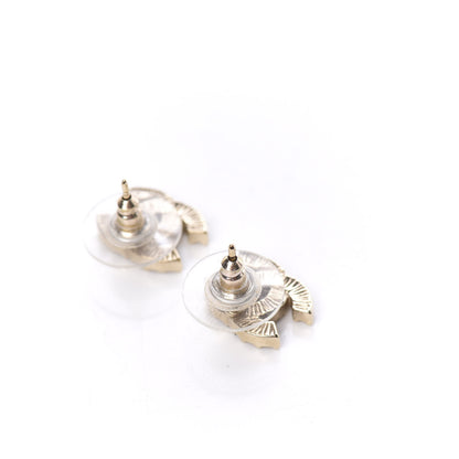 Chanel Crystal CC Earrings Gold 3 of 5