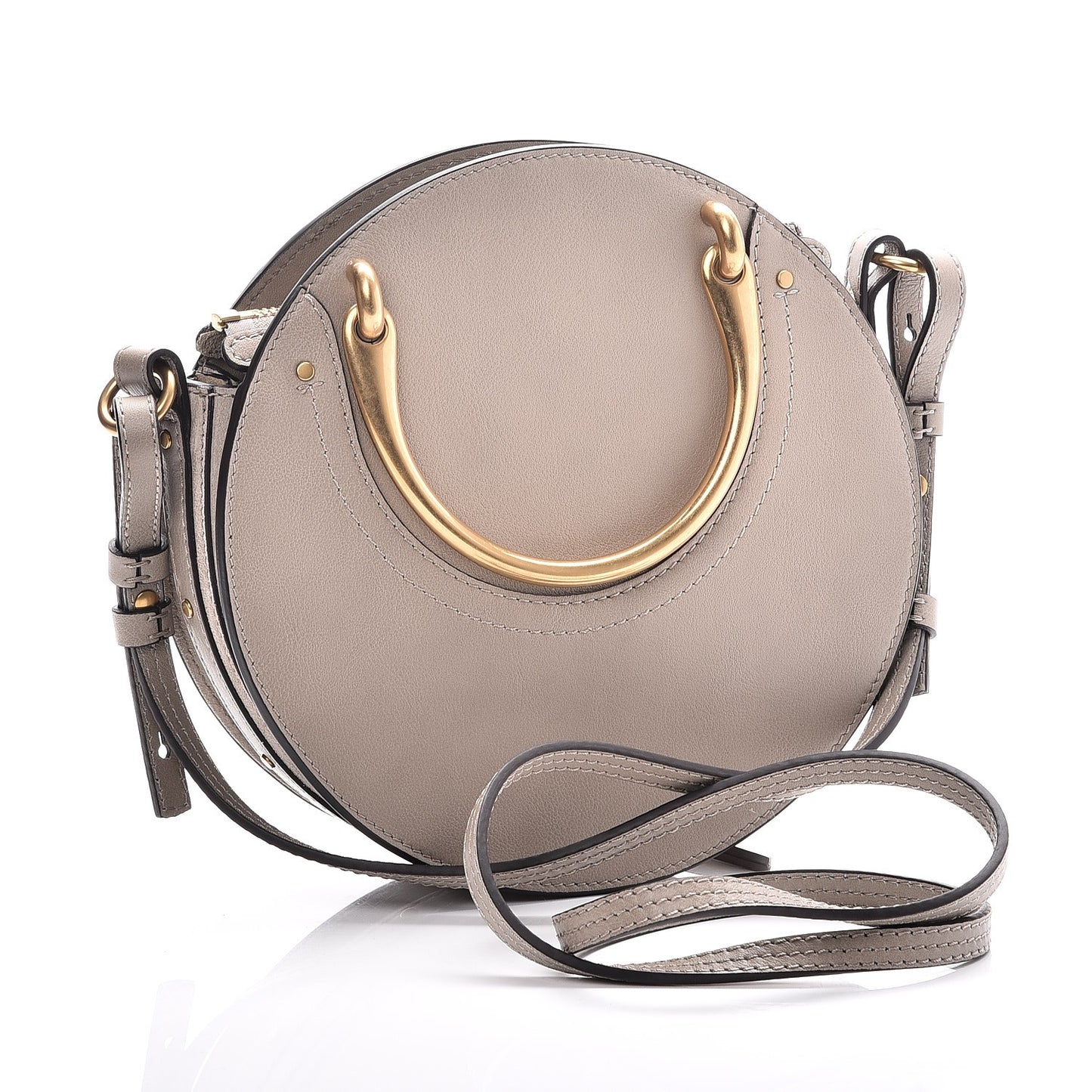 Smooth Calfskin Suede Patchwork Studded Small Pixie Bag Motty Grey