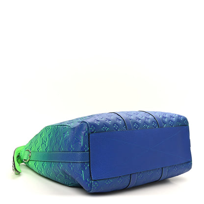 Louis Vuitton Taurillon Illusion Keepall Tote Bleu Vert 3 of 8