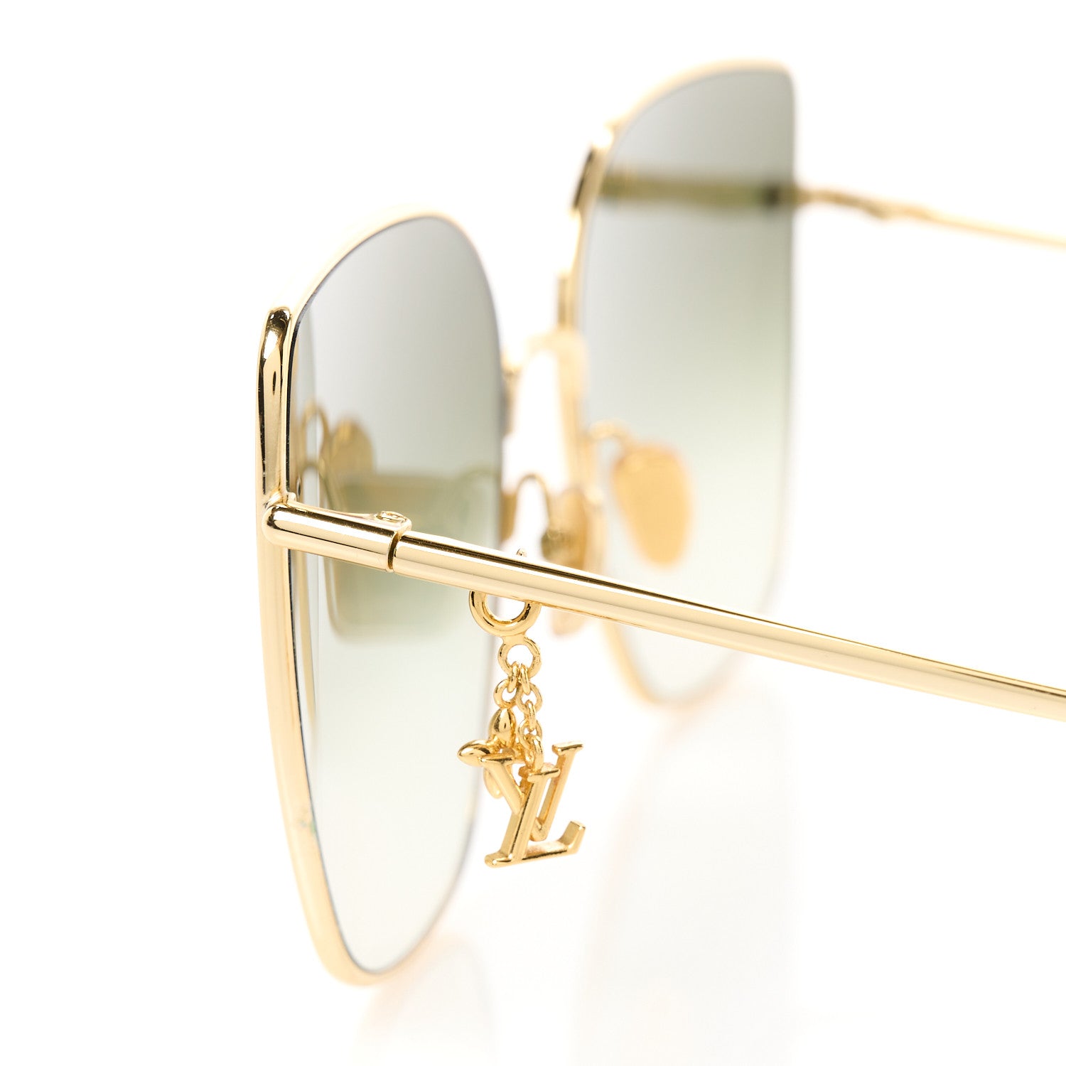 Louis Vuitton LOUIS VUITTON Metal LV Charm Cat Eye Sunglasses Z1720U Gold 8 of 10