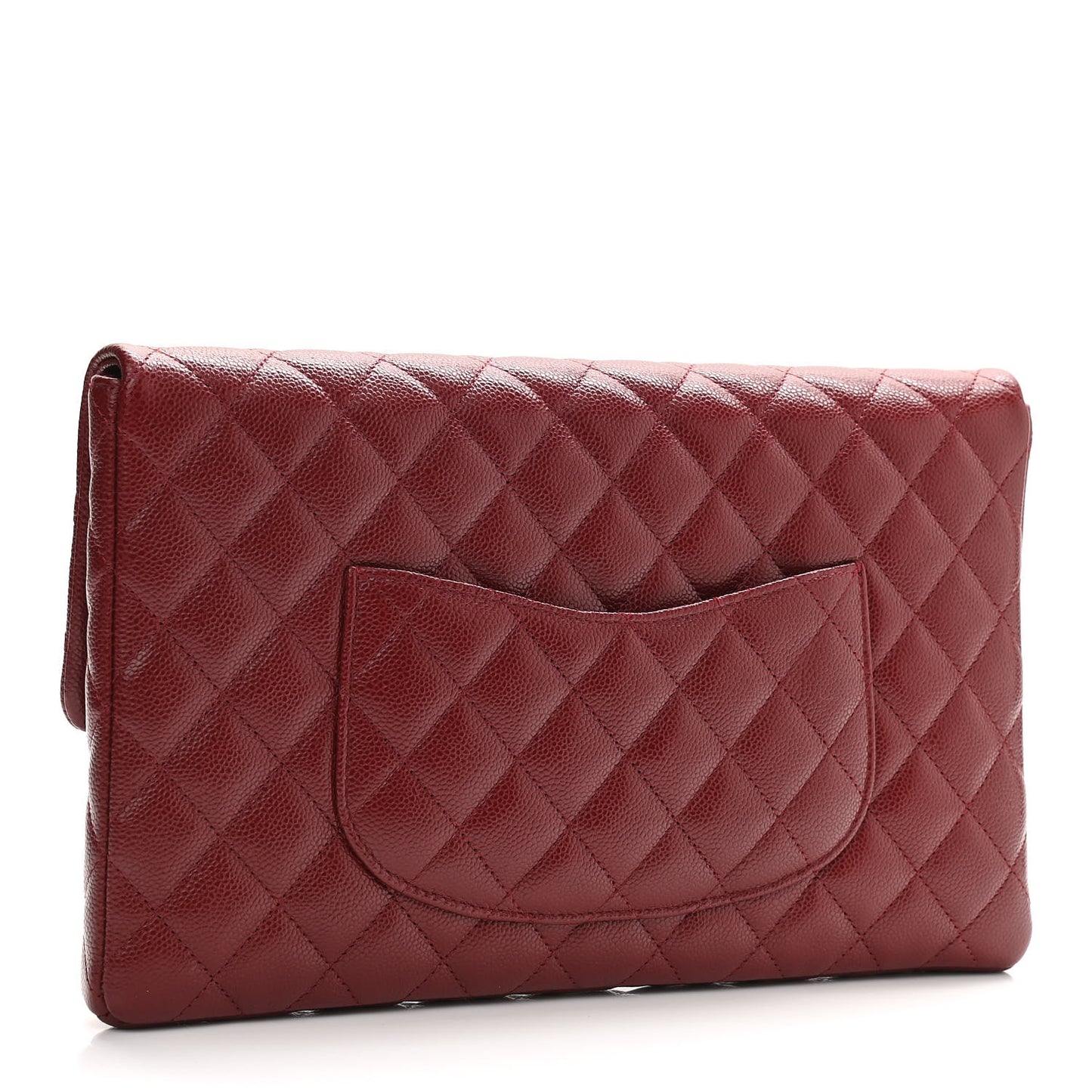 Caviar Quilted Flap Clutch Burgundy