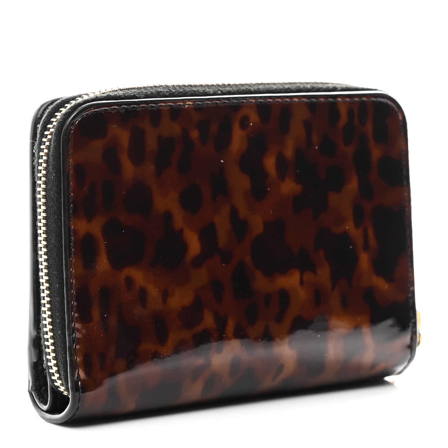 Patent Tartarugato Monogram Compact Wallet Brown