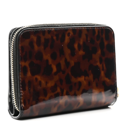 Saint Laurent Patent Tartarugato Monogram Compact Wallet Brown 3 of 8