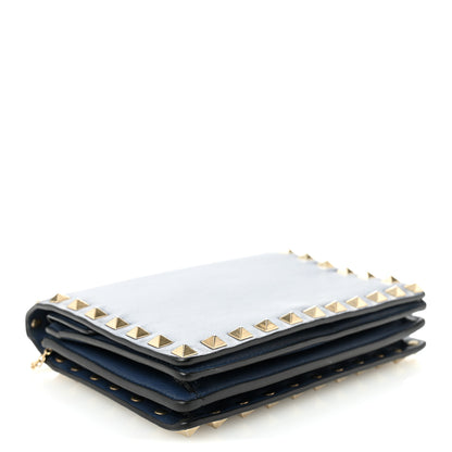 Valentino Garavani Calfskin Rockstud Wallet On Chain Marine 4 of 12