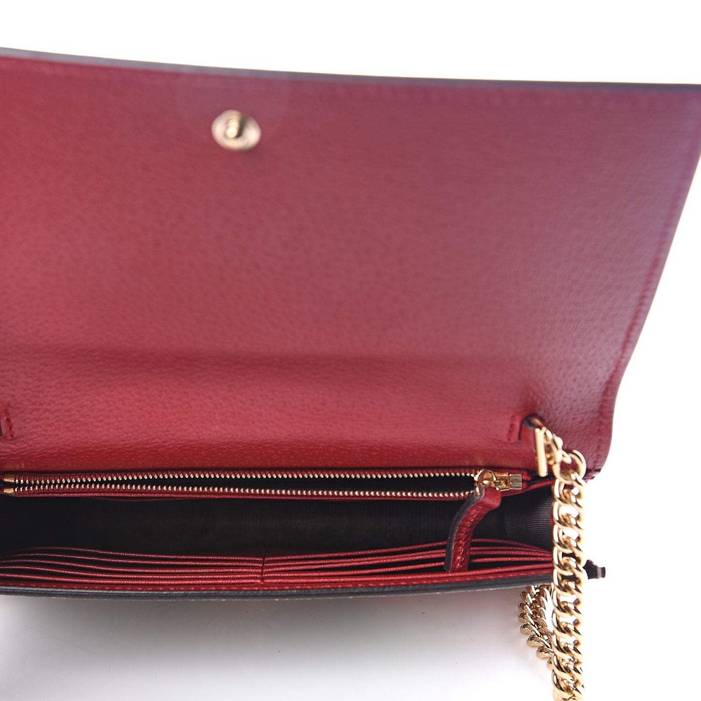GG Supreme Monogram Tian Chain Wallet Beige Multicolor Red