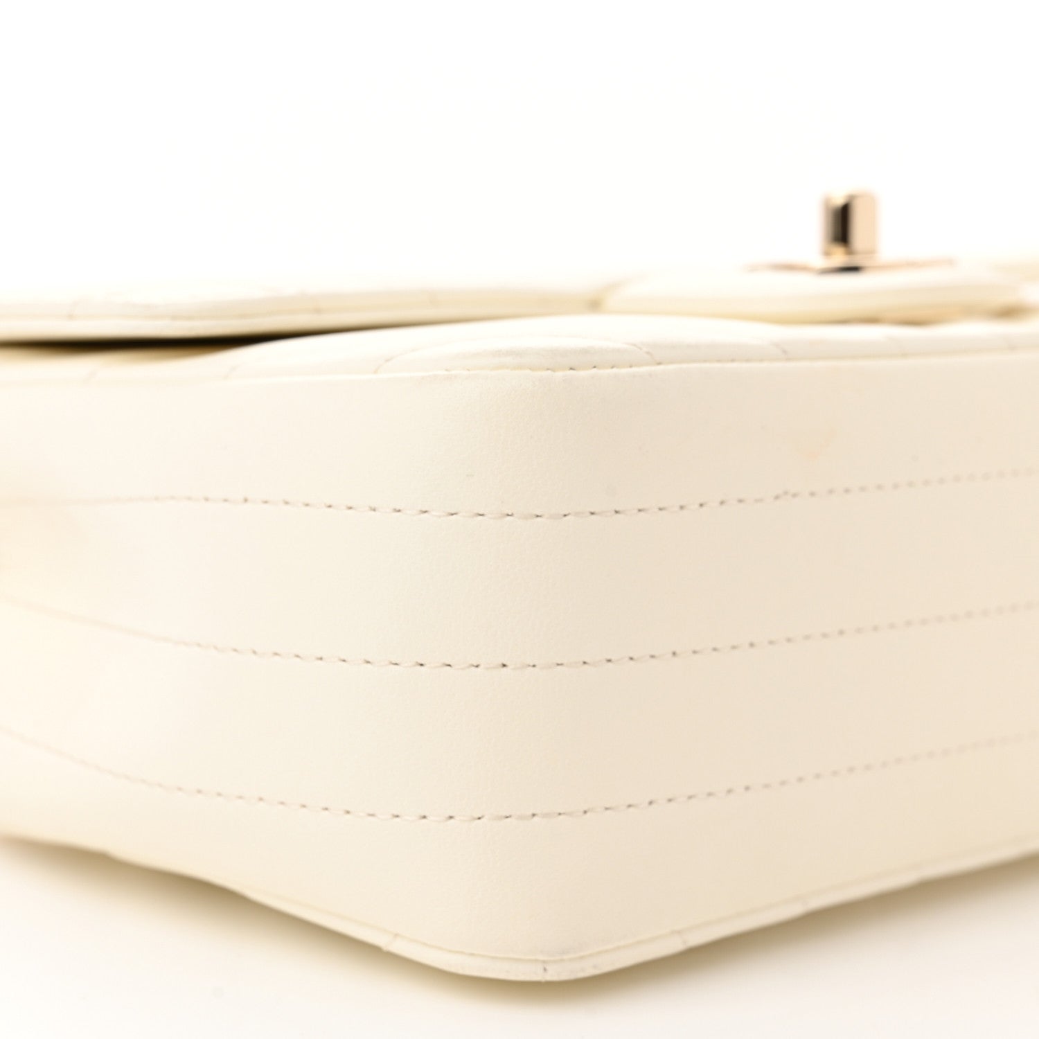 Chanel Lambskin Chevron Quilted Mini Rectangular Flap White 9 of 12