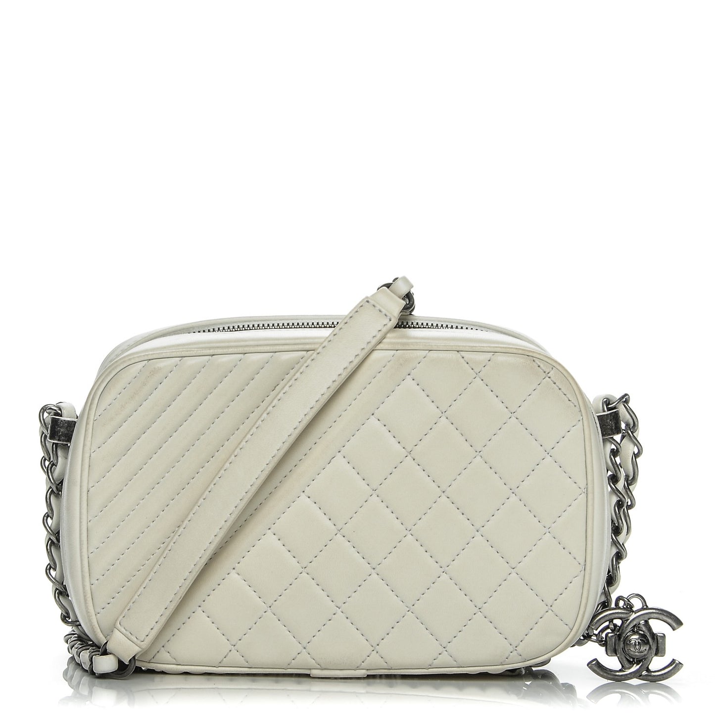 Lambskin Quilted Small Coco Boy Camera Case White