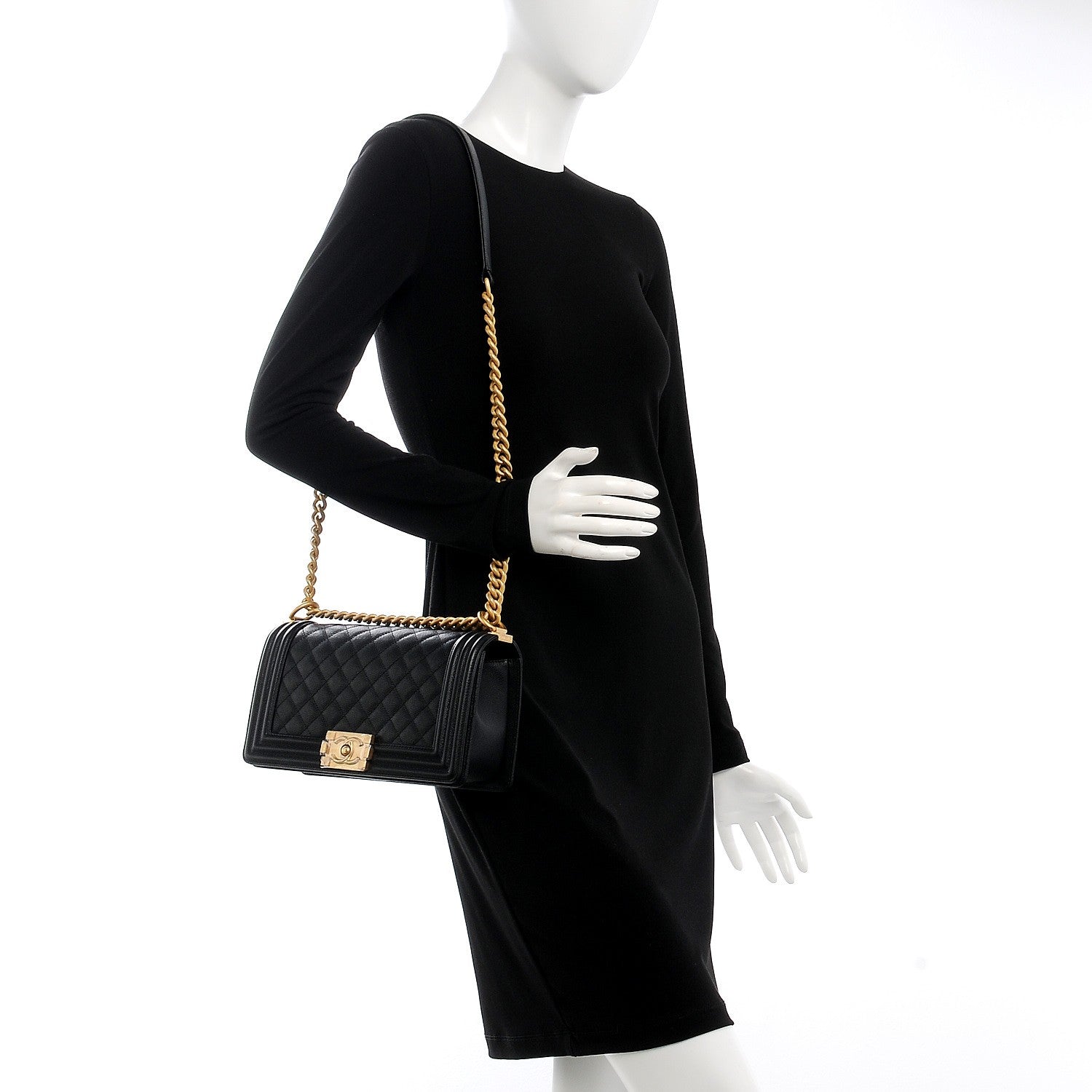 Chanel Caviar Quilted Medium Boy Flap Black 2 of 7