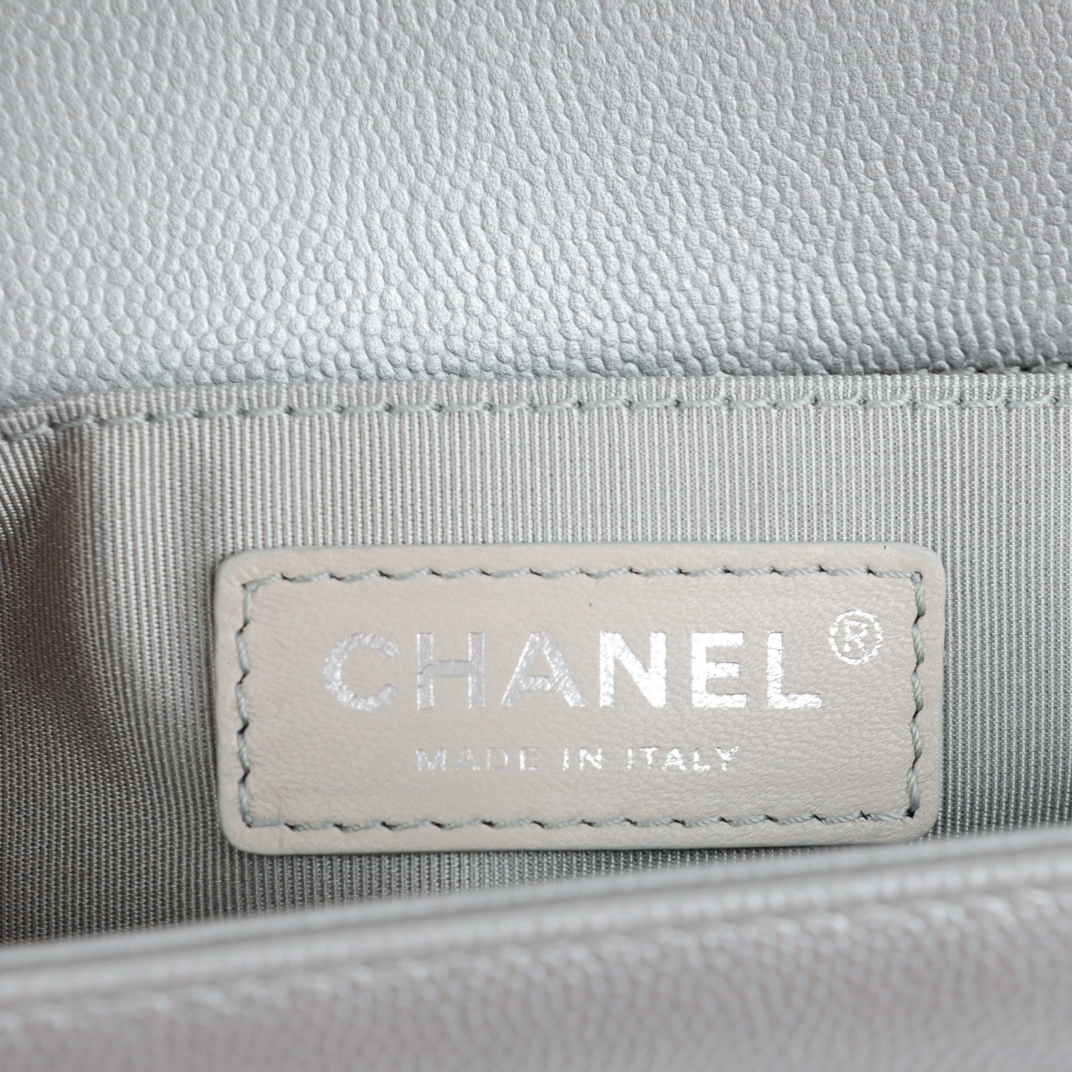 Chanel Metallic Caviar Chevron Medium Boy Flap Silver 7 of 8