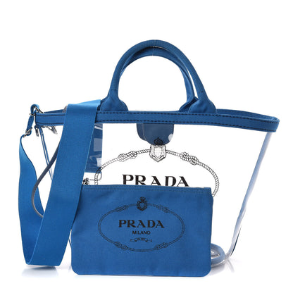 Prada Plexiglass Canapa Small Shopper Tote Azurro 1 of 9