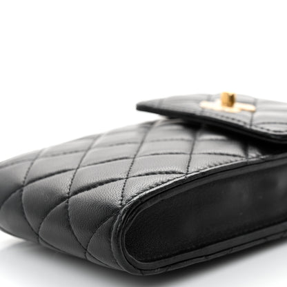 Chanel Lambskin Quilted Vertical Pearl Crush Flap With Chain Black 10 of 10