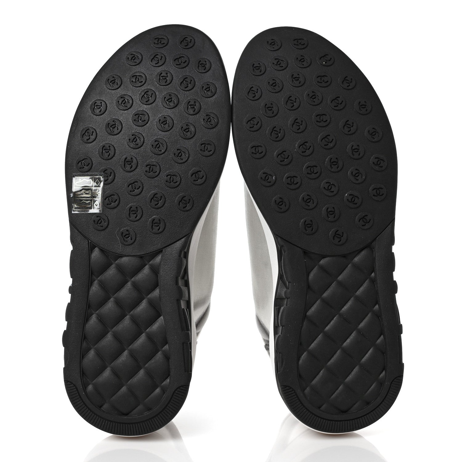 Chanel Calfskin Mesh Lycra Womens Logo Sneakers 38.5 White Black 5 of 7