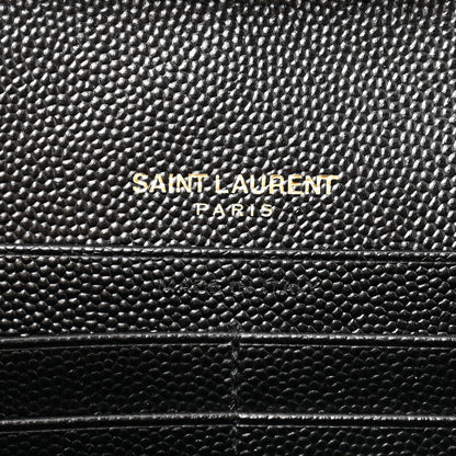 Saint Laurent Grain De Poudre Matelasse Chevron Monogram Chain Wallet Black 7 of 11