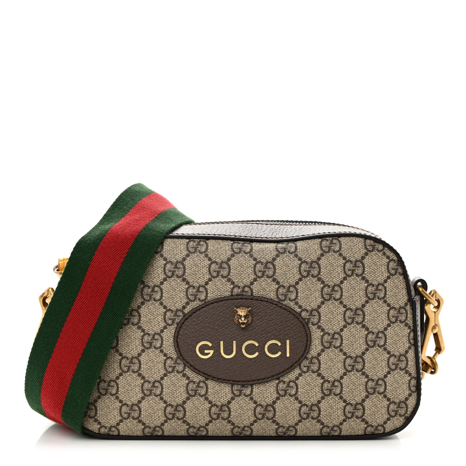 Gucci GG Supreme Monogram Web Neo Vintage Shoulder Bag Beige New Acero Crop 1 of 14