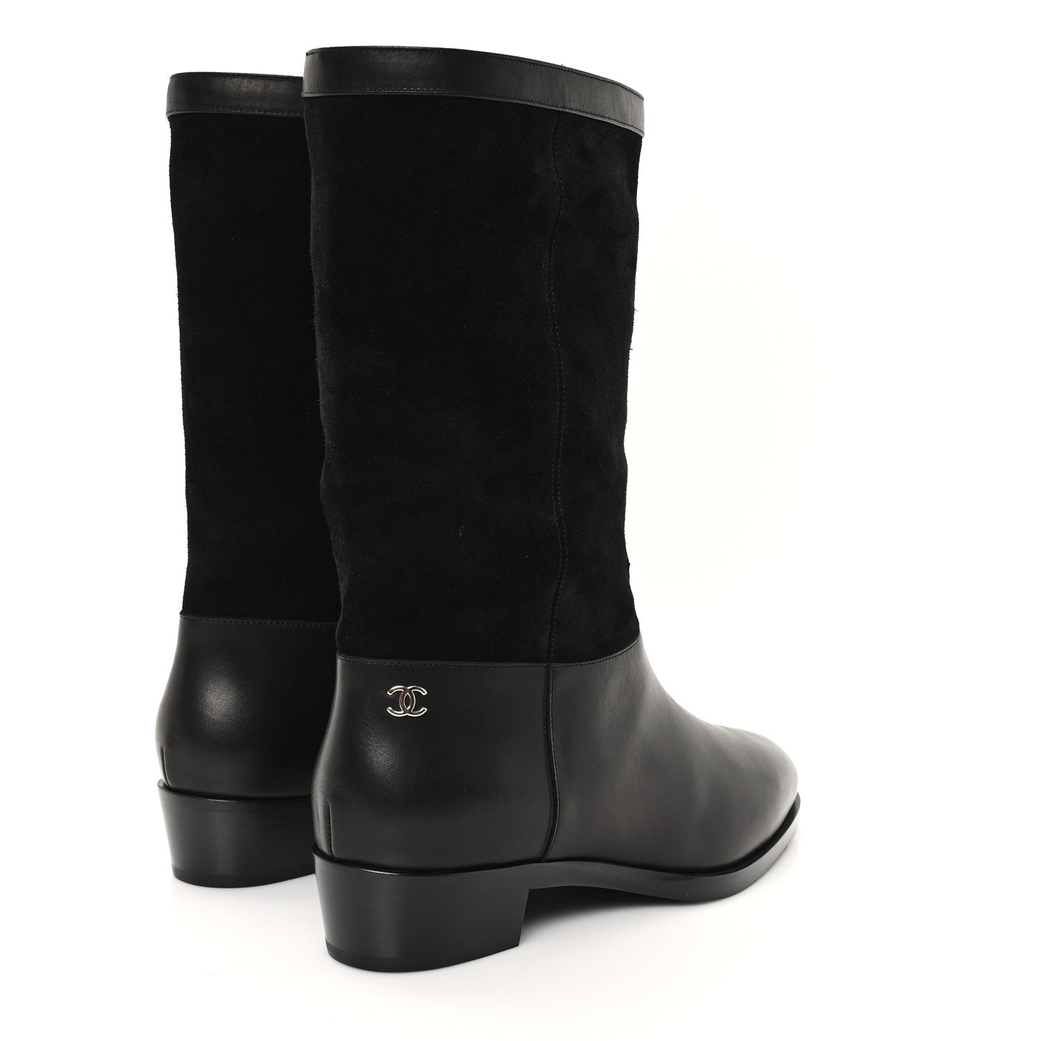 Chanel Suede Calfskin CC Short Boots 41 Black 5 of 10