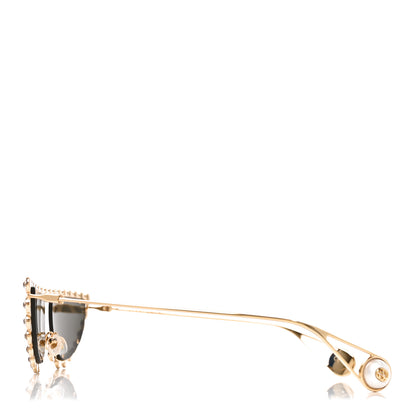 Gucci Metal Crystal Cat Eye Sunglasses GG0364S Gold 3 of 7