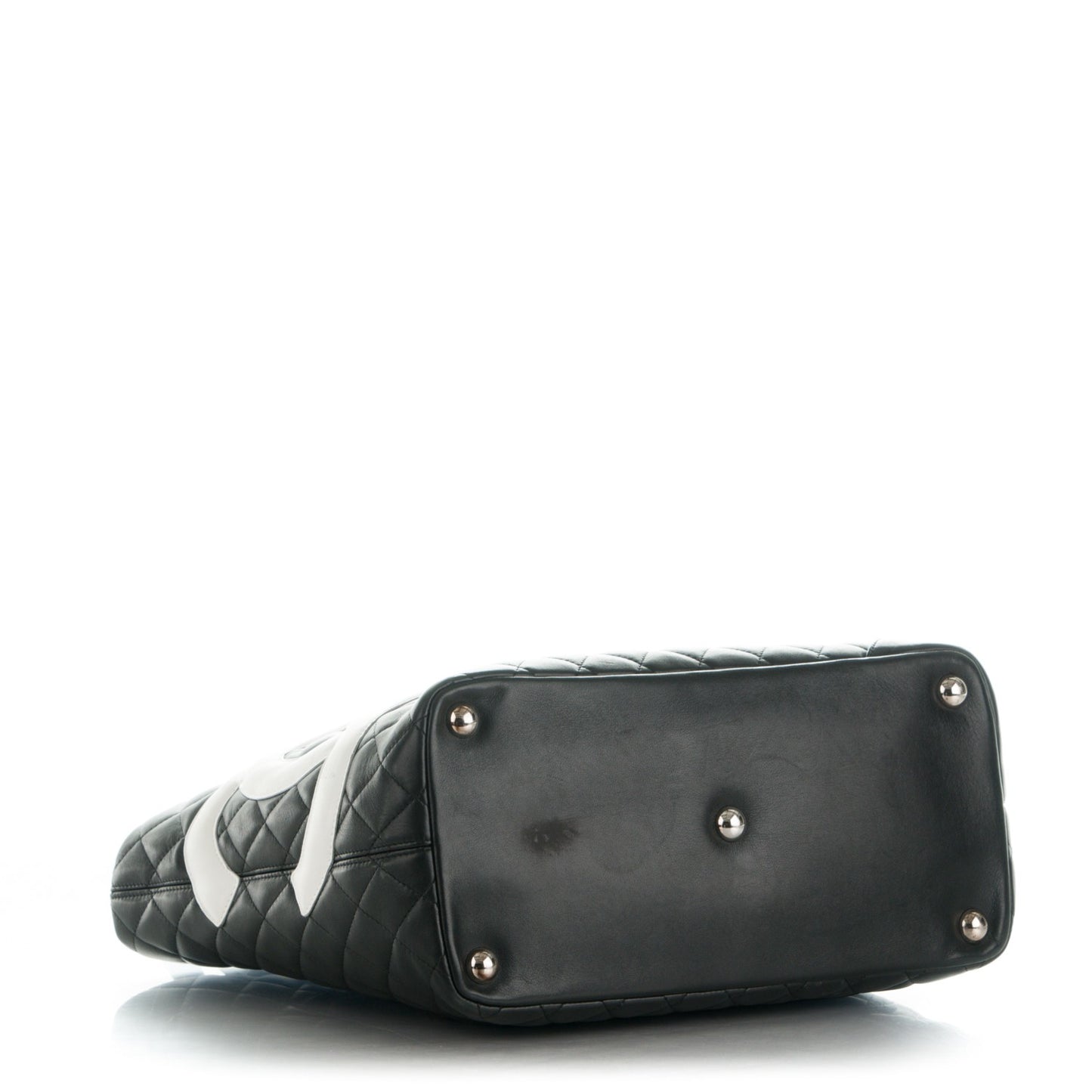 Calfskin Quilted Large Cambon Tote Black White