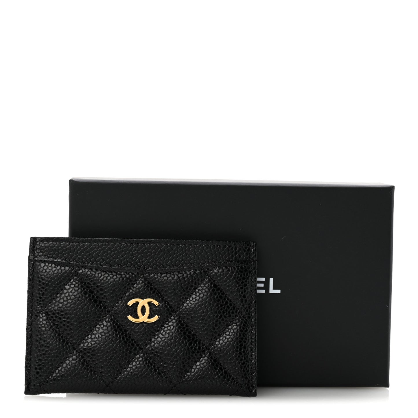 Caviar Quilted Card Holder Black