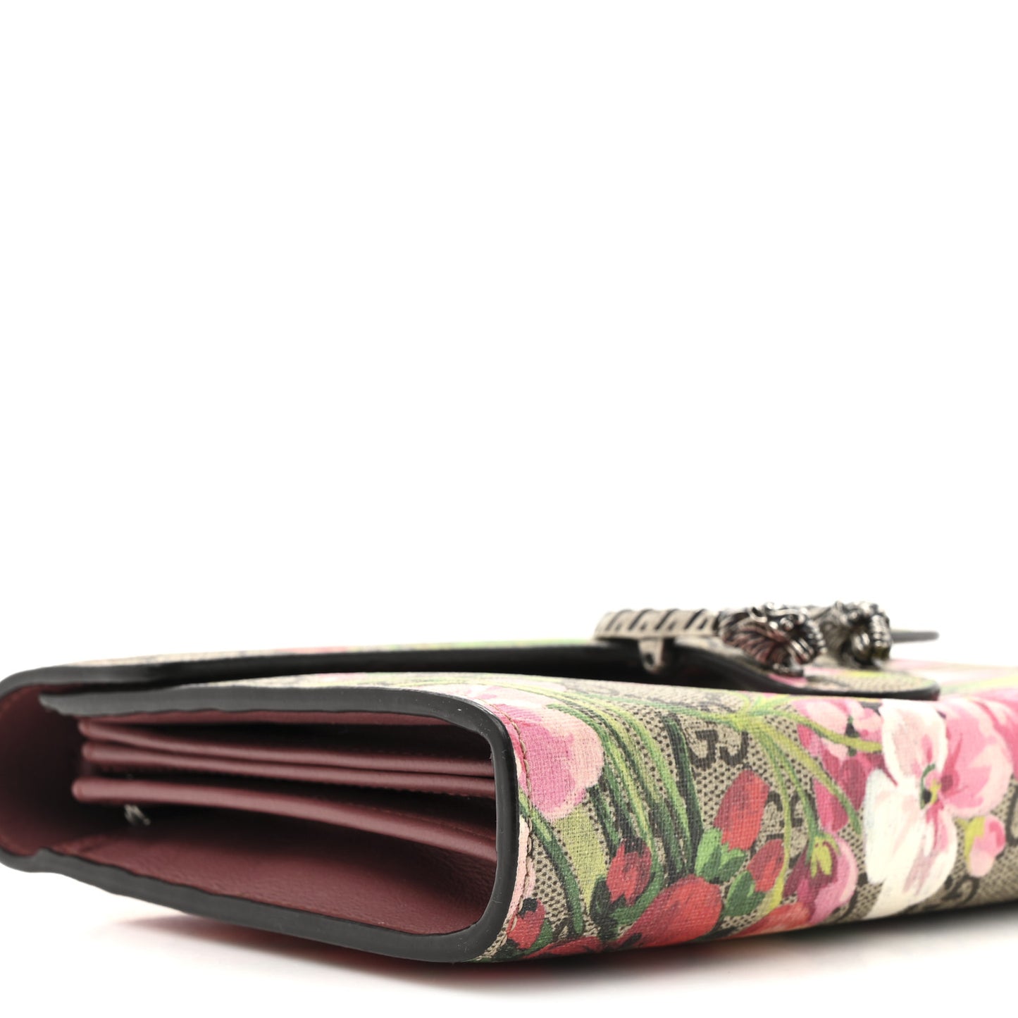 GG Supreme Monogram Blooms Mini Dionysus Chain Wallet Beige Multicolor Dry Rose